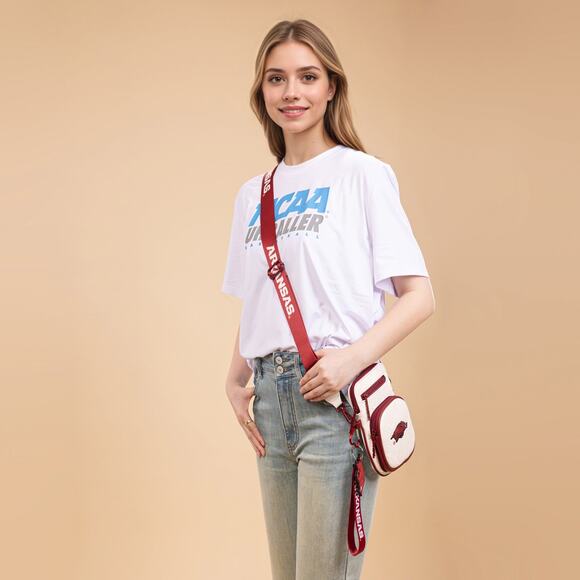 University of Arkansas Razorbacks Crossbody Bag & Charm/Keychain *Brand NWT - Picture 2 of 8